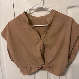 SHEIN Tan Twist Front Blouse